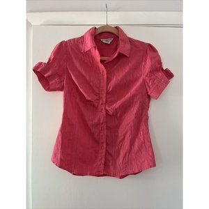 George & Martha Pink Puff Sleeve Button Down Blouse Made in India Shirt